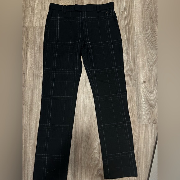 John Varvatos Black Plaid Pants